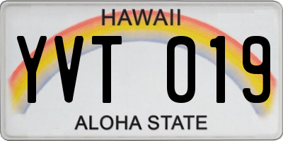 HI license plate YVT019