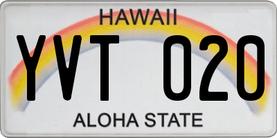 HI license plate YVT020