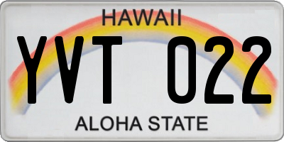HI license plate YVT022