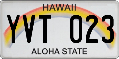 HI license plate YVT023