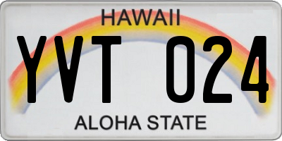 HI license plate YVT024