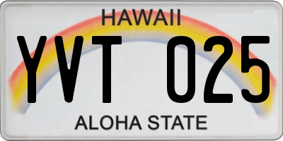 HI license plate YVT025