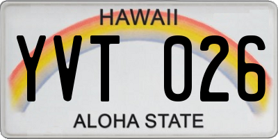 HI license plate YVT026