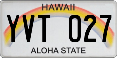 HI license plate YVT027