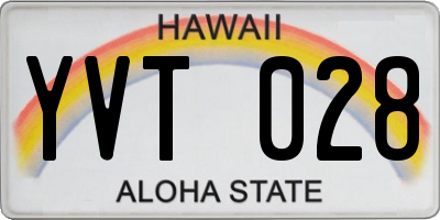 HI license plate YVT028