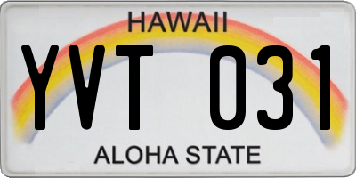 HI license plate YVT031