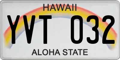 HI license plate YVT032