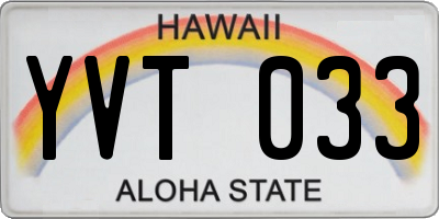 HI license plate YVT033