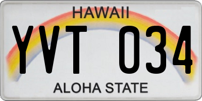 HI license plate YVT034