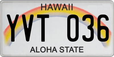 HI license plate YVT036