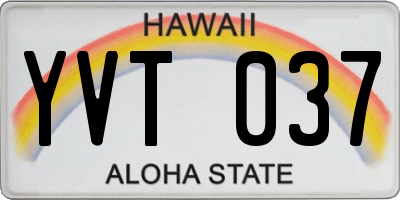 HI license plate YVT037