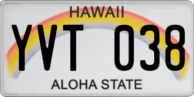 HI license plate YVT038