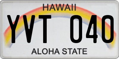 HI license plate YVT040