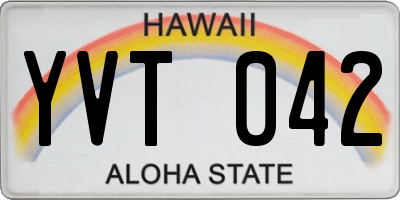 HI license plate YVT042