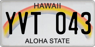 HI license plate YVT043