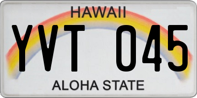 HI license plate YVT045