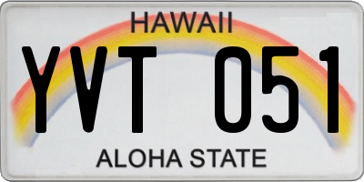 HI license plate YVT051