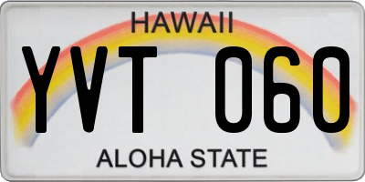 HI license plate YVT060