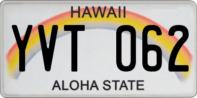HI license plate YVT062