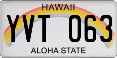 HI license plate YVT063