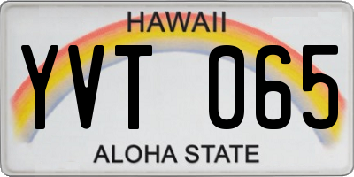 HI license plate YVT065