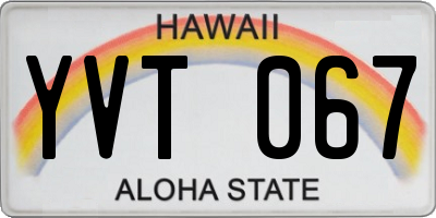 HI license plate YVT067