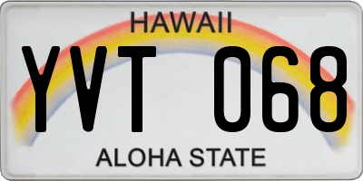 HI license plate YVT068