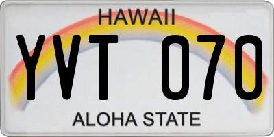 HI license plate YVT070