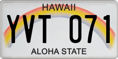 HI license plate YVT071