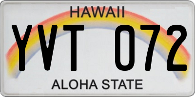 HI license plate YVT072