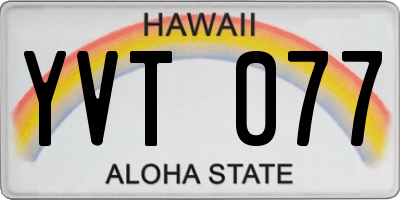 HI license plate YVT077