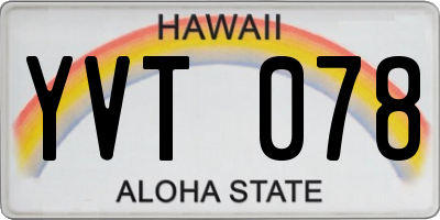 HI license plate YVT078