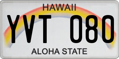 HI license plate YVT080
