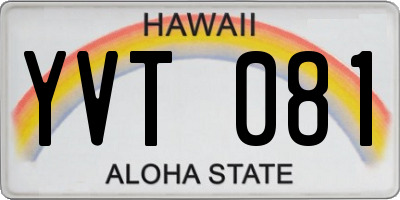 HI license plate YVT081
