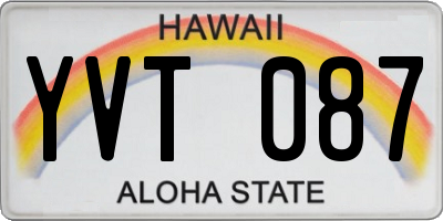 HI license plate YVT087