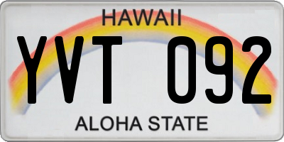 HI license plate YVT092