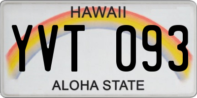 HI license plate YVT093