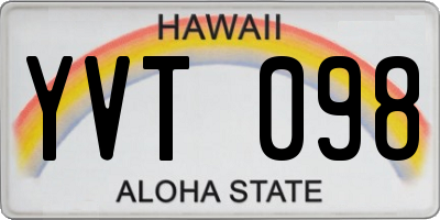 HI license plate YVT098