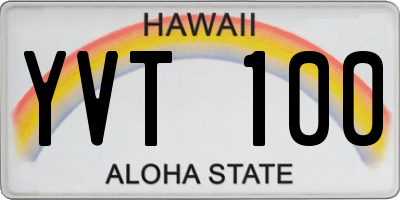 HI license plate YVT100