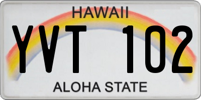 HI license plate YVT102