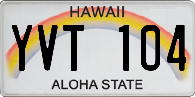 HI license plate YVT104