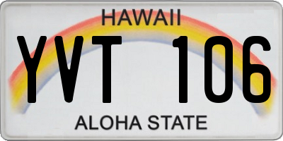 HI license plate YVT106