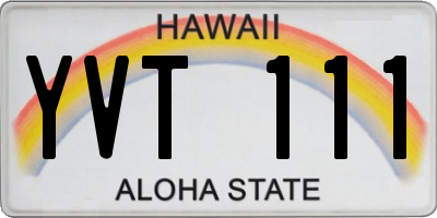 HI license plate YVT111