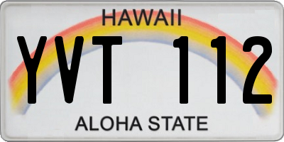 HI license plate YVT112