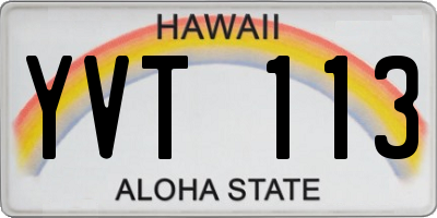 HI license plate YVT113