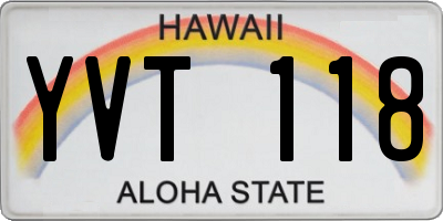 HI license plate YVT118