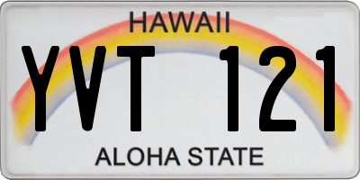 HI license plate YVT121