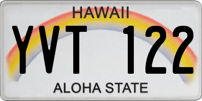 HI license plate YVT122