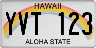 HI license plate YVT123