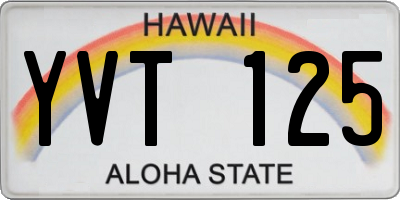 HI license plate YVT125